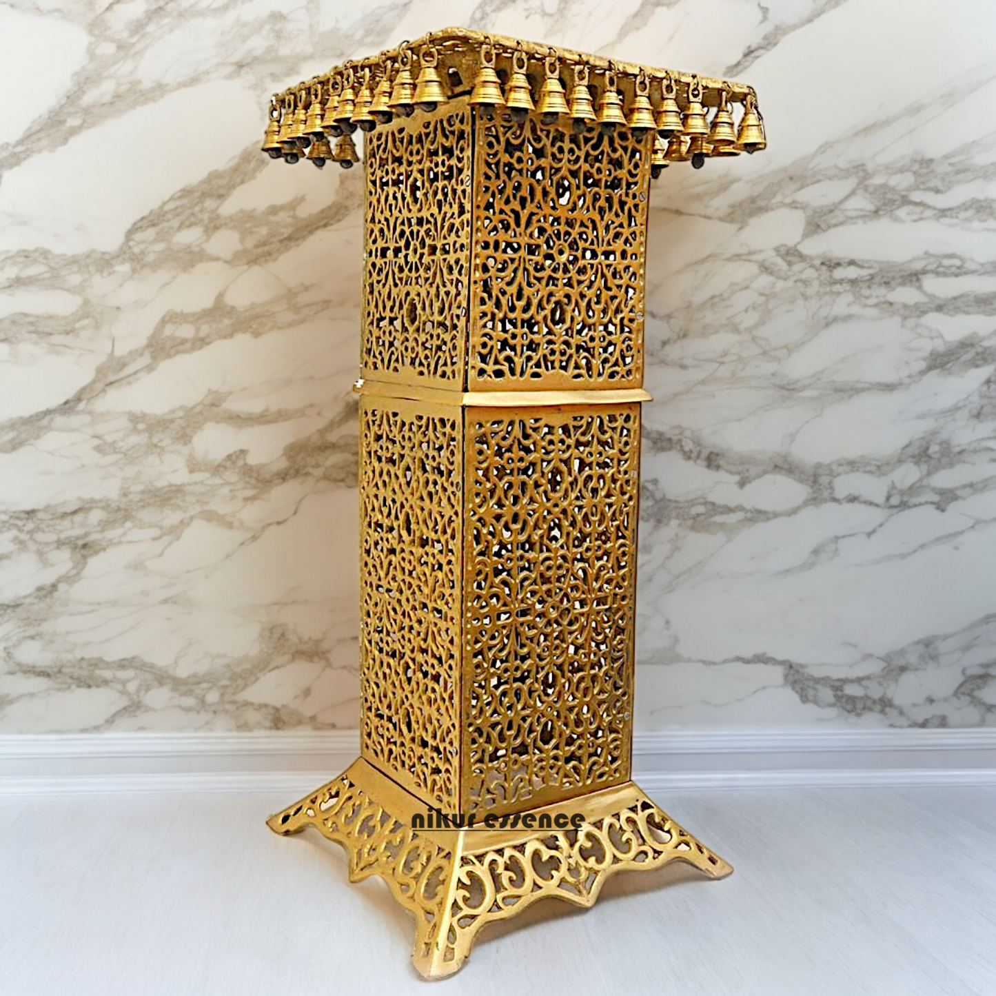 Large Solid Brass Tall Chowki - 81.5 cm Idols Nikuressence