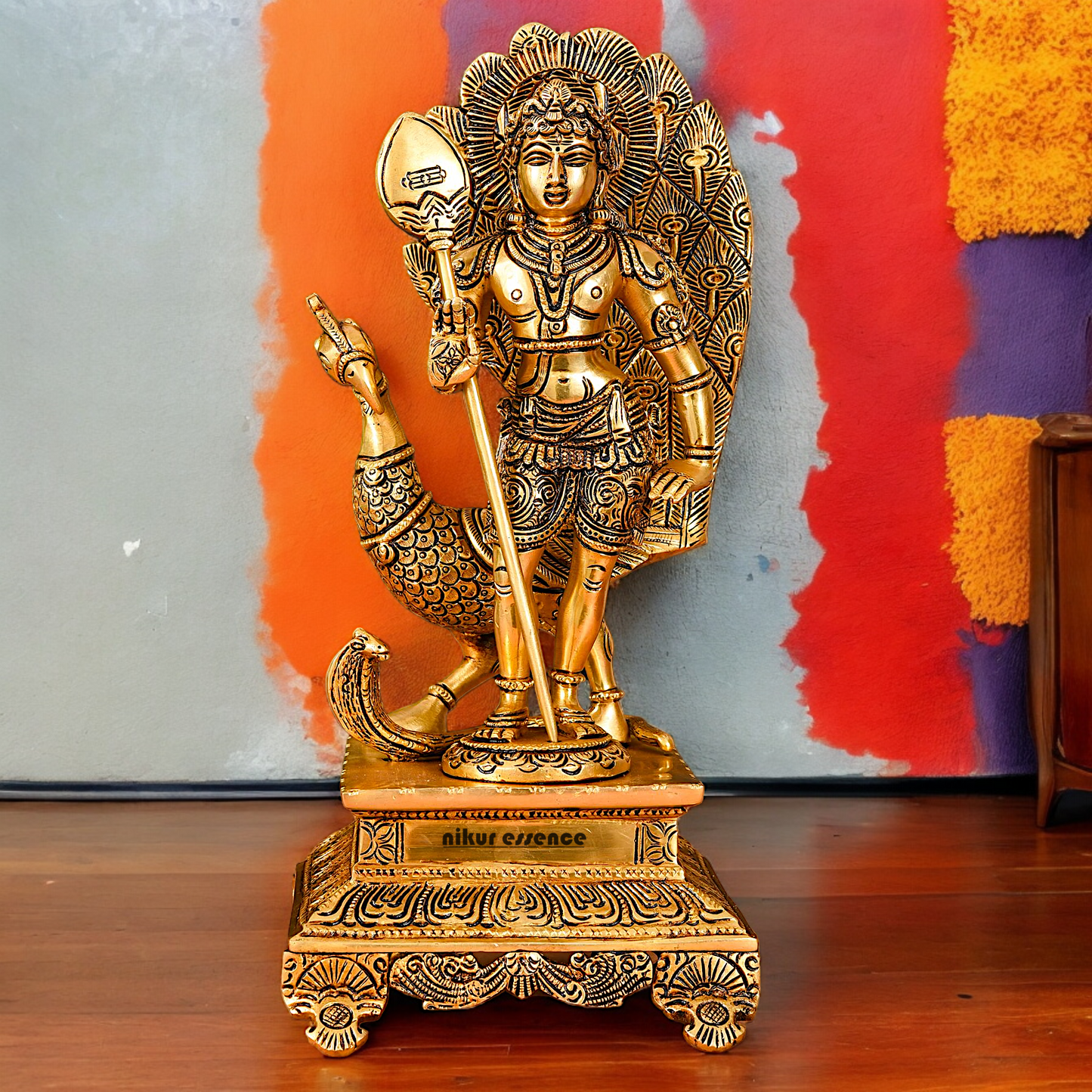 Large Pure Brass kartikeya Murugan Idol - 30 cm Idols Nikuressence