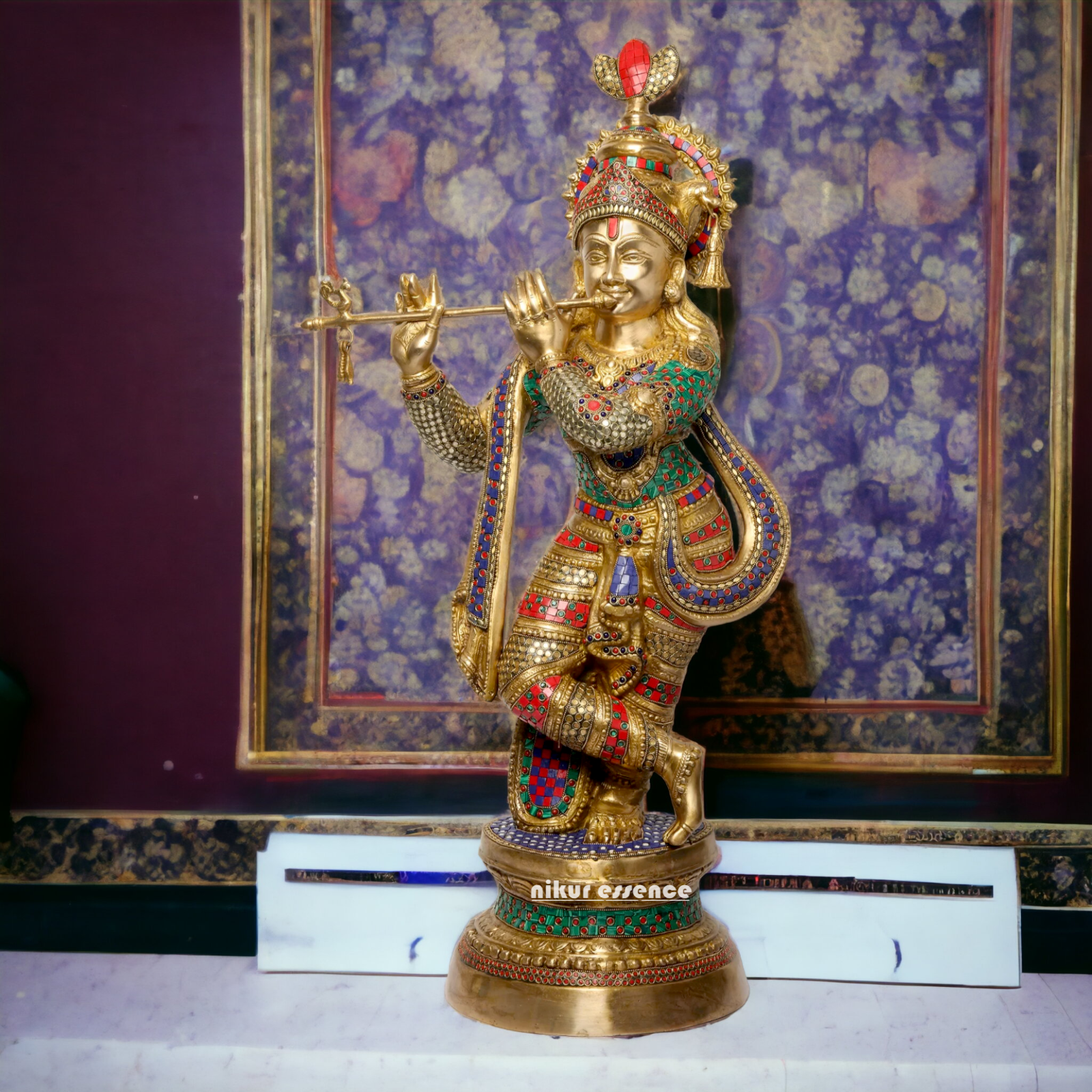 Buy Online Krishna murli with Stone work Idol - 89 cm