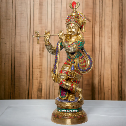 Buy Online Krishna murli with Stone work Idol - 89 cm