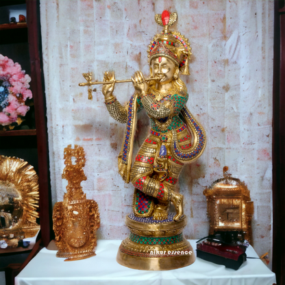 Buy Online Krishna murli with Stone work Idol - 89 cm