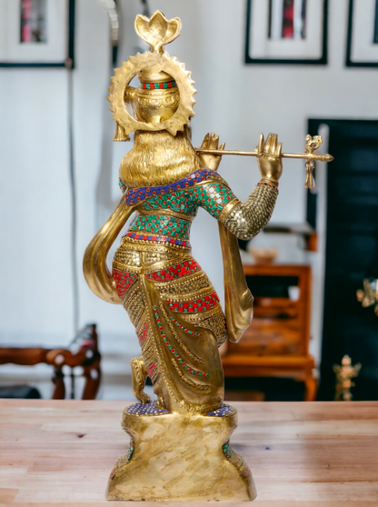 Buy Online Krishna murli with Stone work Idol - 89 cm