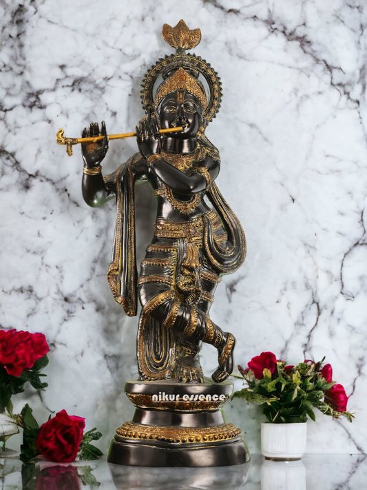 Buy Online Brass Black Krishna Standing with playing flute - 89 cm