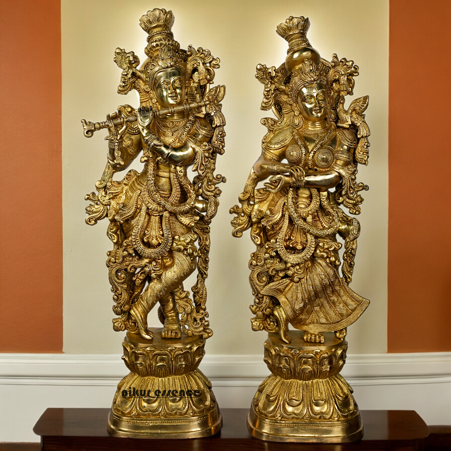 Solid Brass Radha Krishna Standing Idol - 29 inches