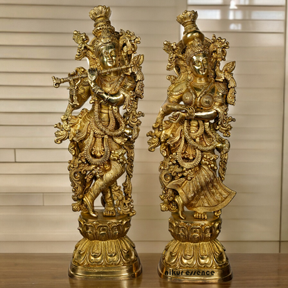 Solid Brass Radha Krishna Standing Idol - 29 inches