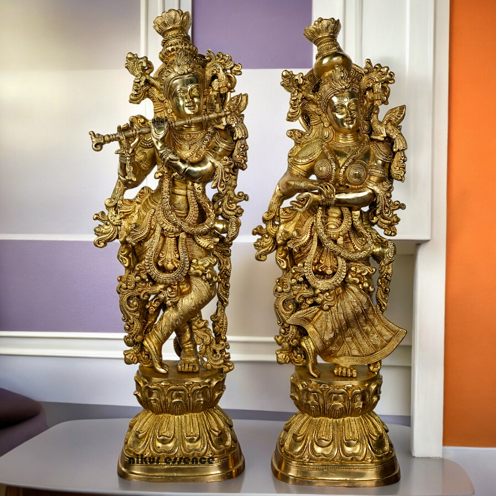 Solid Brass Radha Krishna Standing Idol - 29 inches