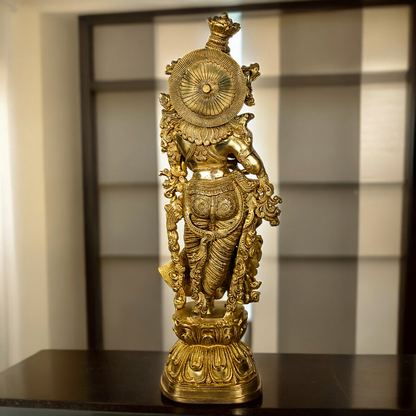 Solid Brass Radha Krishna Standing Idol - 29 inches