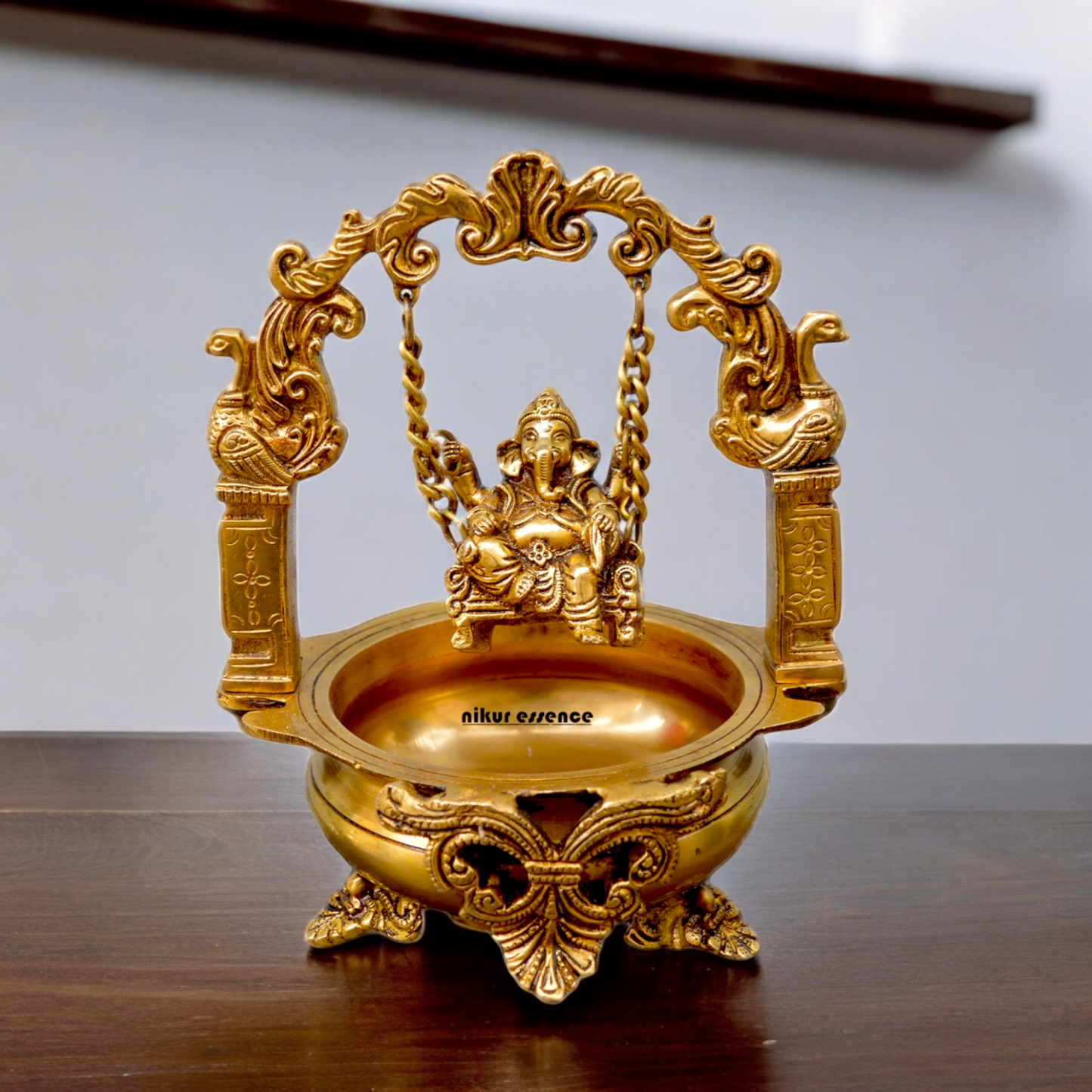 Solid Brass Ganesh Urli swing Jhula - 24.14 cm Idols Nikuressence