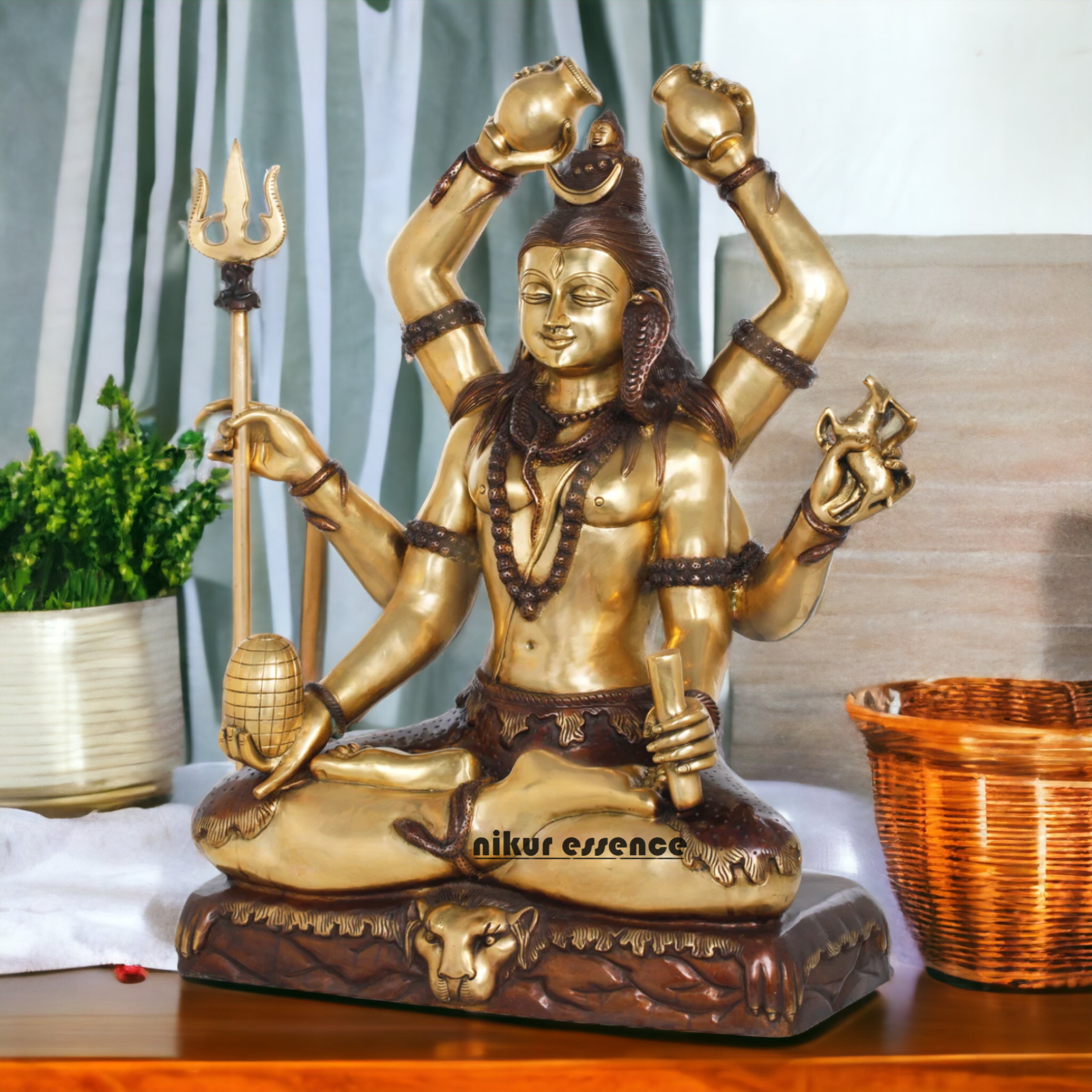 Superfine brass Shiva Sitting Meditation Idol - 77.5 cm