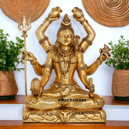 Solid Brass Shiva Sitting Idol - 77.5 cm