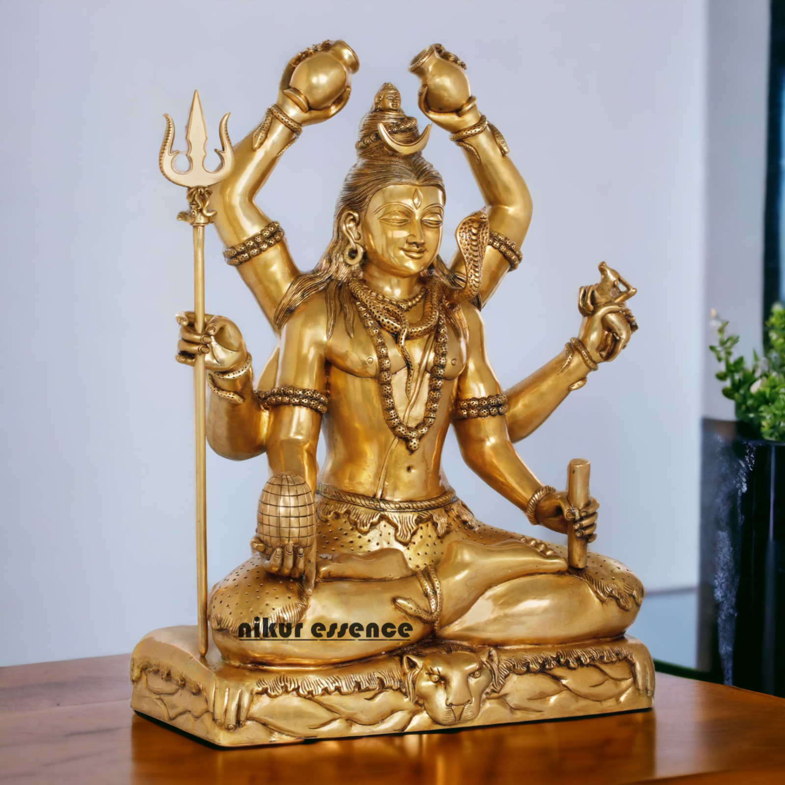 Solid Brass Shiva Sitting Idol - 77.5 cm