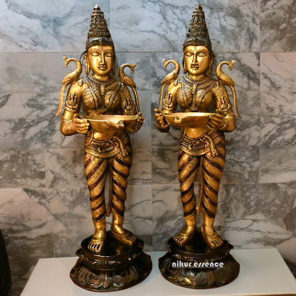 Large Pair Deepalakshmi Traditional lamp idol - 37 inches