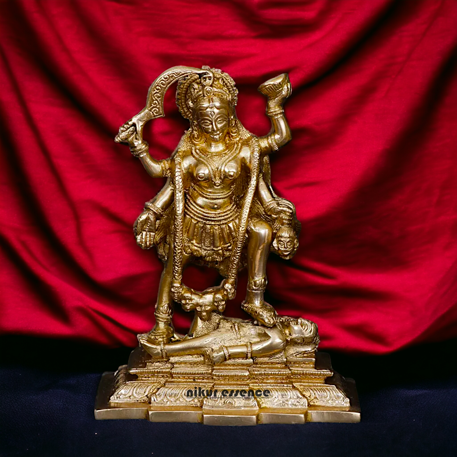 Solid Brass Goddess Maa Kali Idol - 19 cm