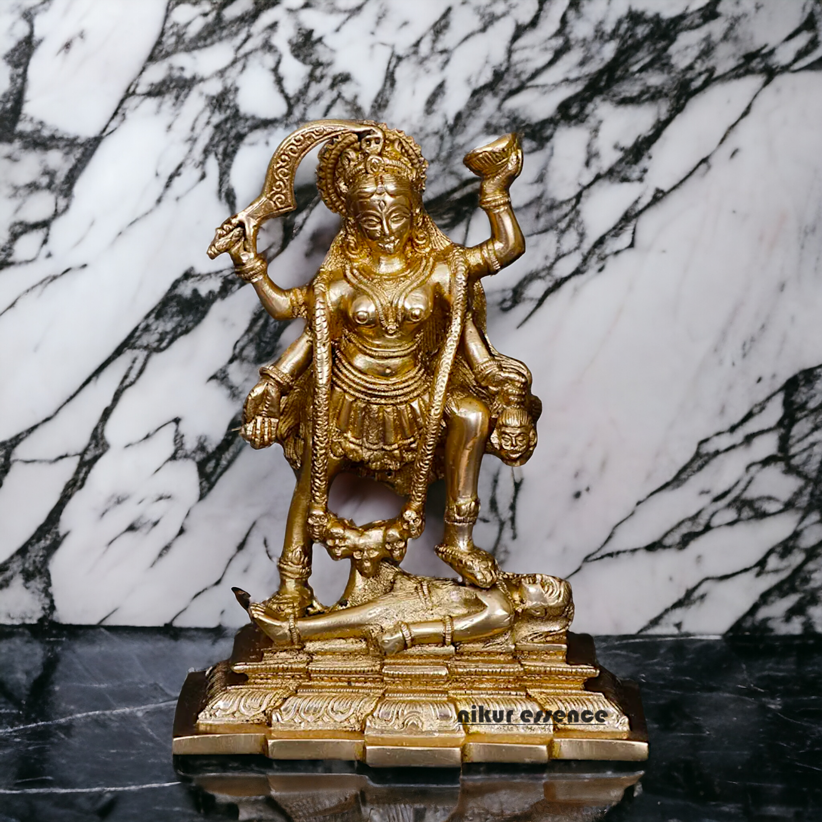 Solid Brass Goddess Maa Kali Idol - 19 cm