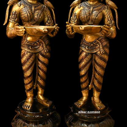 Large Pair Deepalakshmi Traditional lamp idol - 37 inches