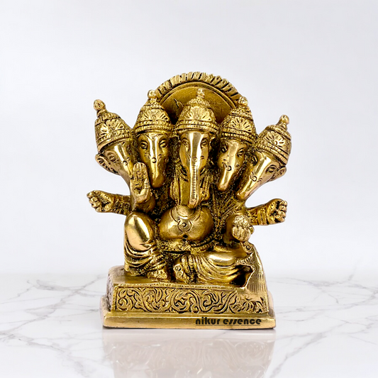 Solid Brass Ganesh Panchmukhi Ganpati Idol - 4.5 inches