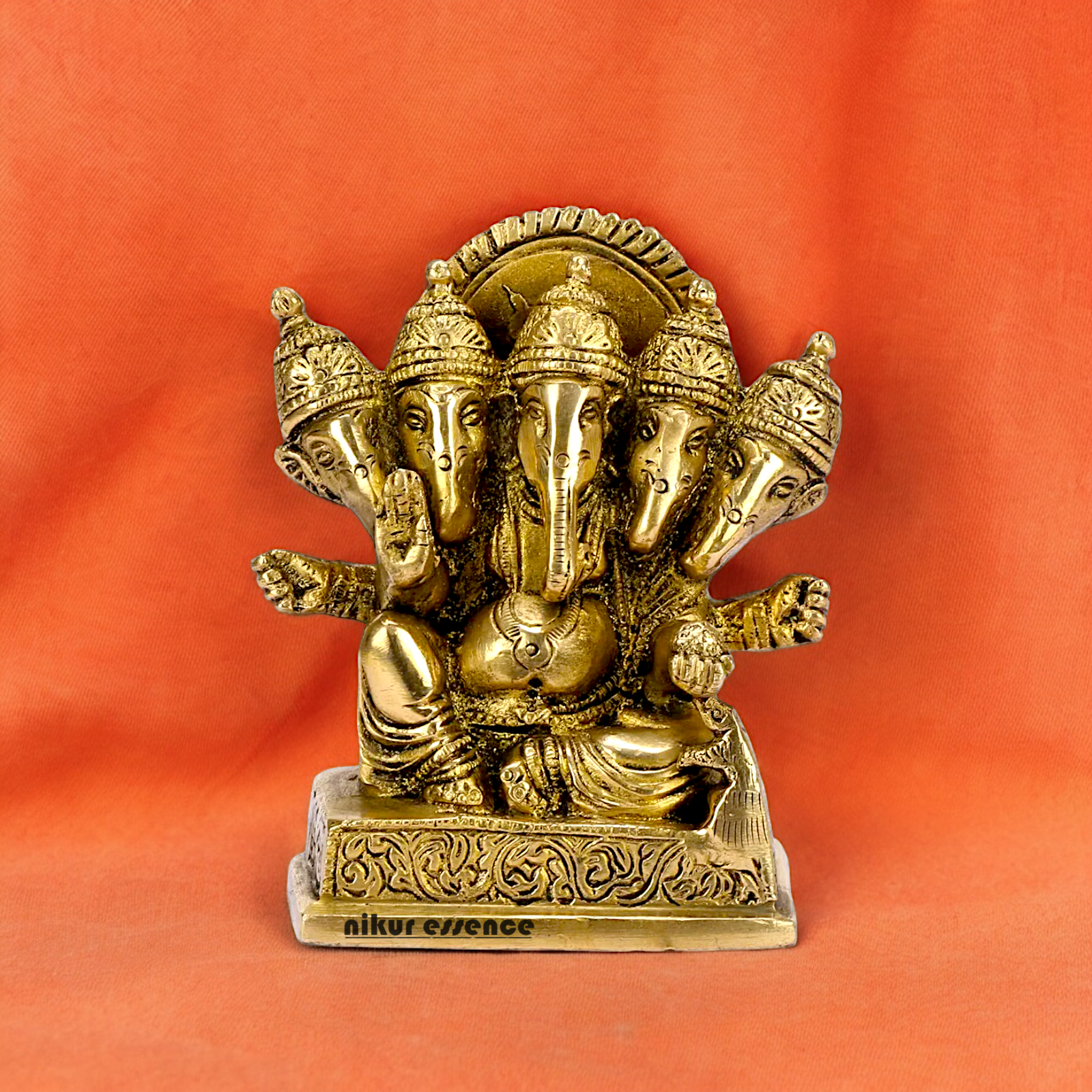 Solid Brass Ganesh Panchmukhi Ganpati Idol - 4.5 inches