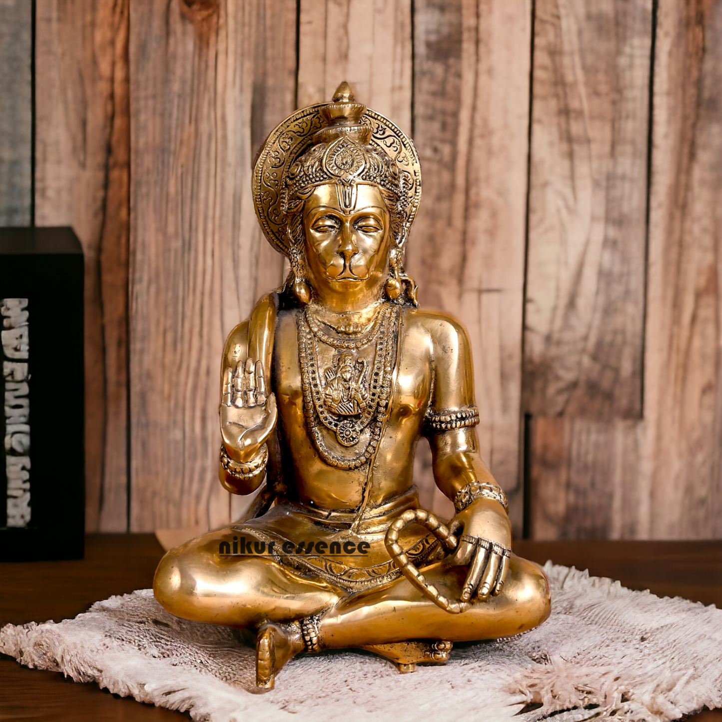 Solid Brass Hanuman Sitting Meditation Idol - 19 cm