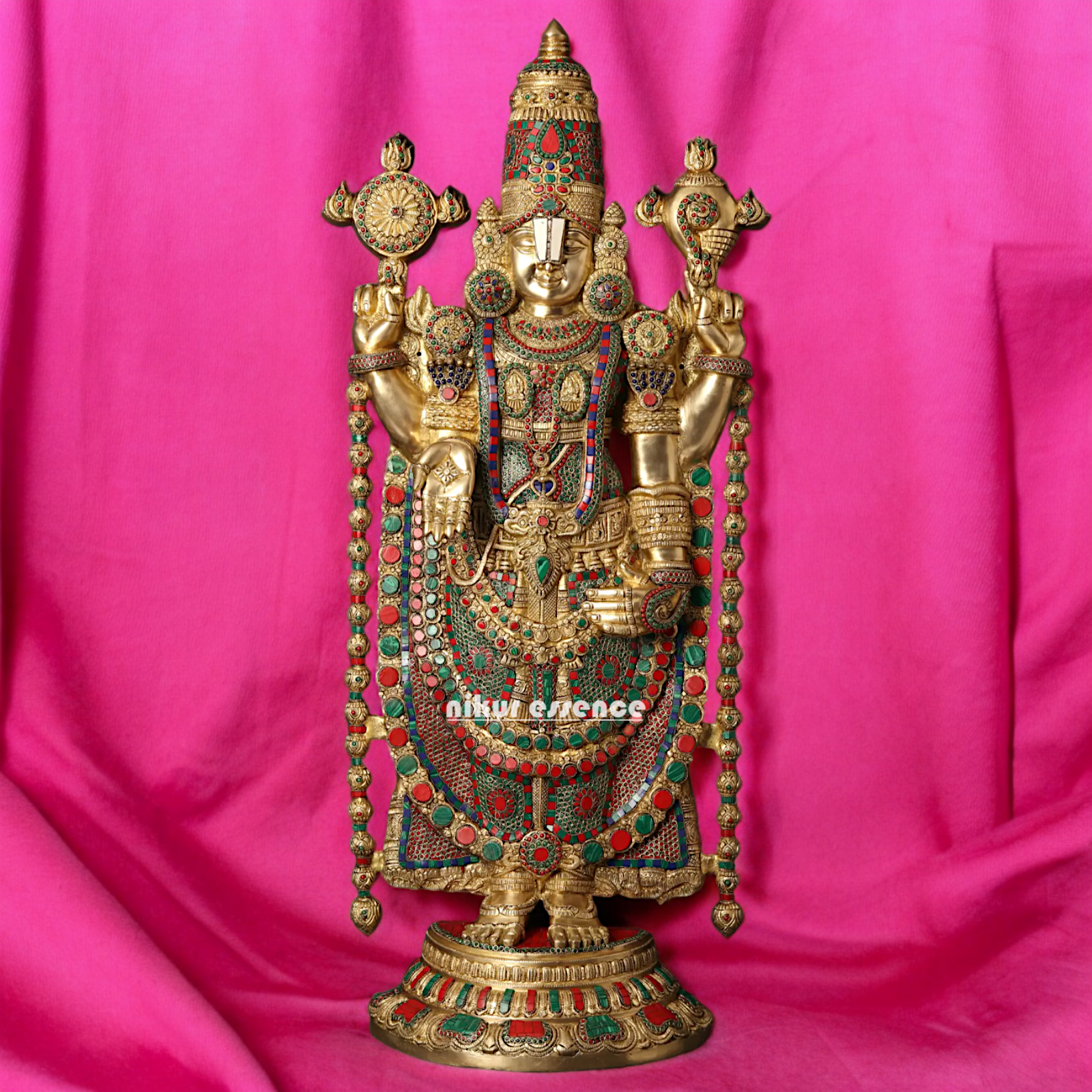 Lord Tirupati Balaji Brass with Stone Work - 117 cm Idols Nikuressence