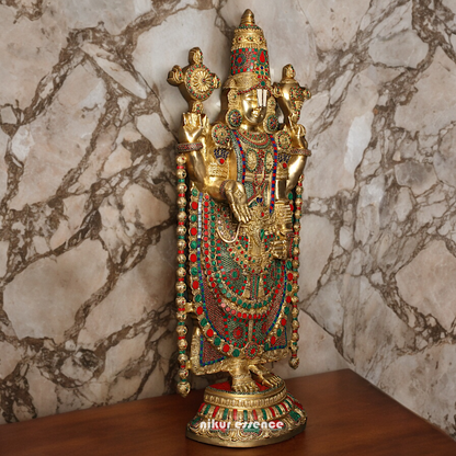 Lord Tirupati Balaji Brass with Stone Work - 117 cm Idols Nikuressence