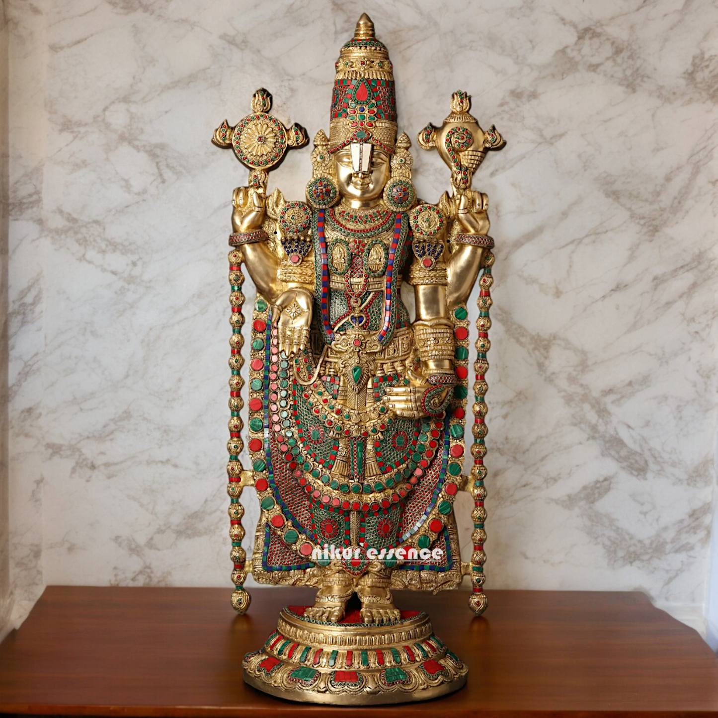 Lord Tirupati Balaji Brass with Stone Work - 117 cm Idols Nikuressence