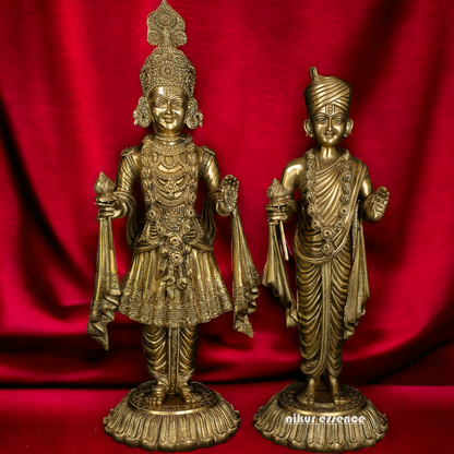 Lord Swaminarayan and Gunatitanand Swami Akshar Purushottam Solid Brass idol - 23 inches Idols Nikuressence