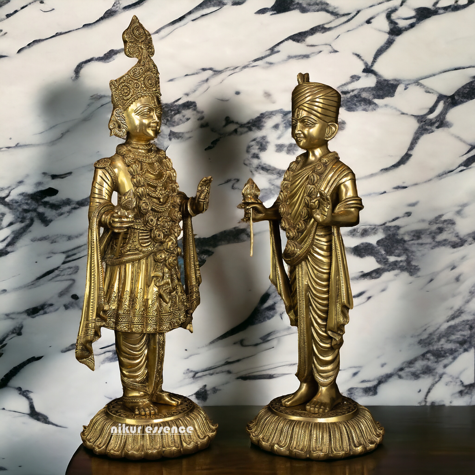 Lord Swaminarayan and Gunatitanand Swami Akshar Purushottam Solid Brass idol - 23 inches Idols Nikuressence