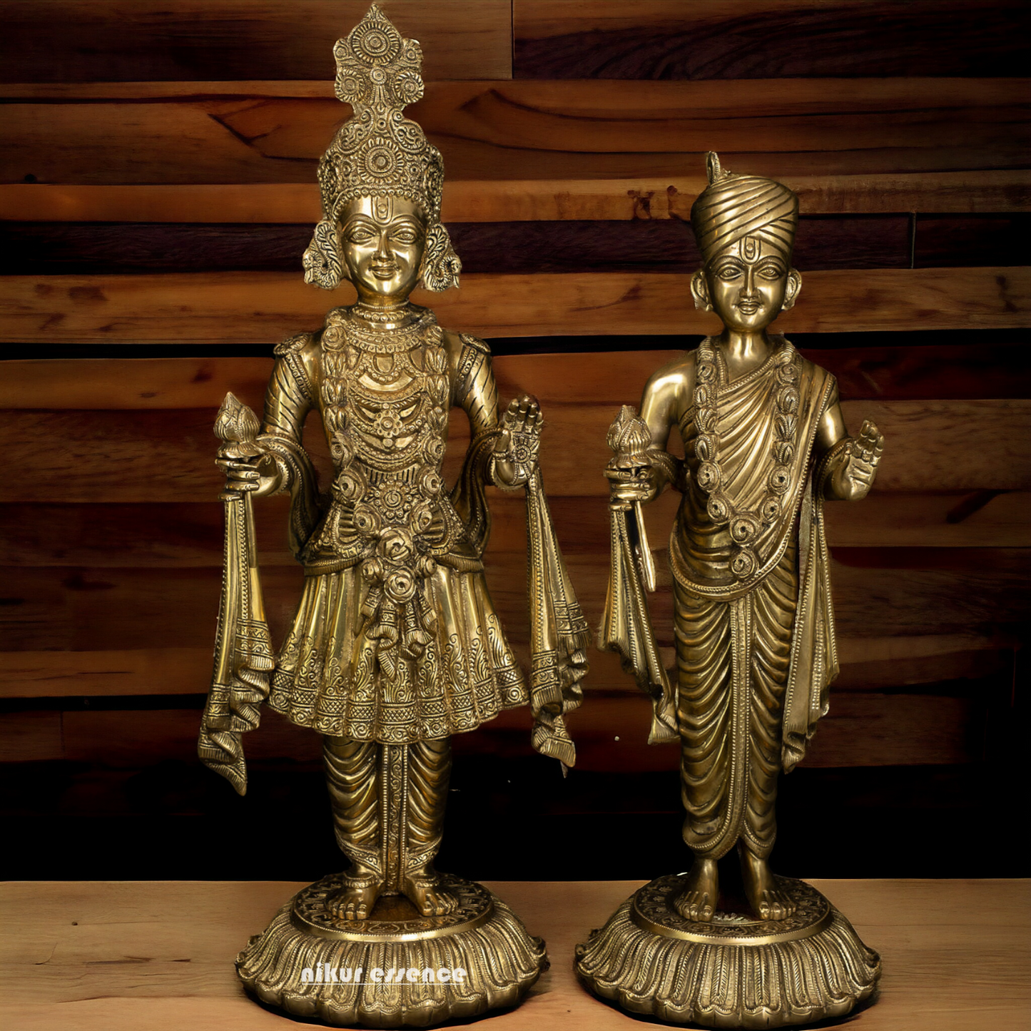 Lord Swaminarayan and Gunatitanand Swami Akshar Purushottam Solid Brass idol - 23 inches Idols Nikuressence