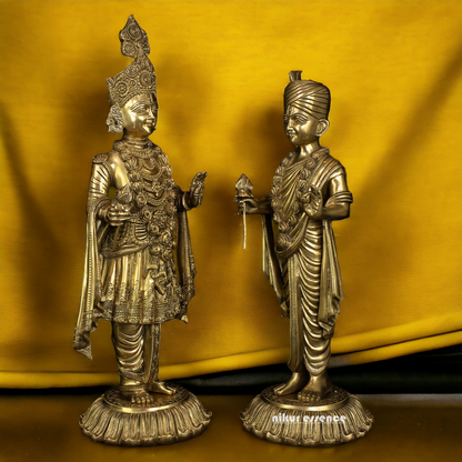 Lord Swaminarayan and Gunatitanand Swami Akshar Purushottam Solid Brass idol - 23 inches Idols Nikuressence