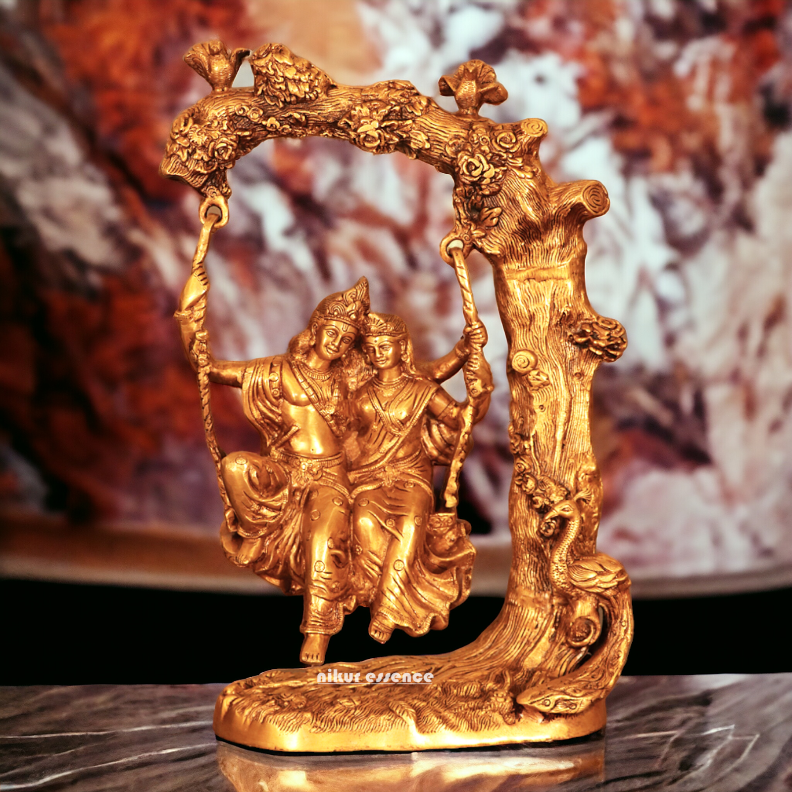 Solid Brass Radha Krishna swing jhula idol - 52 cm Idols Nikuressence