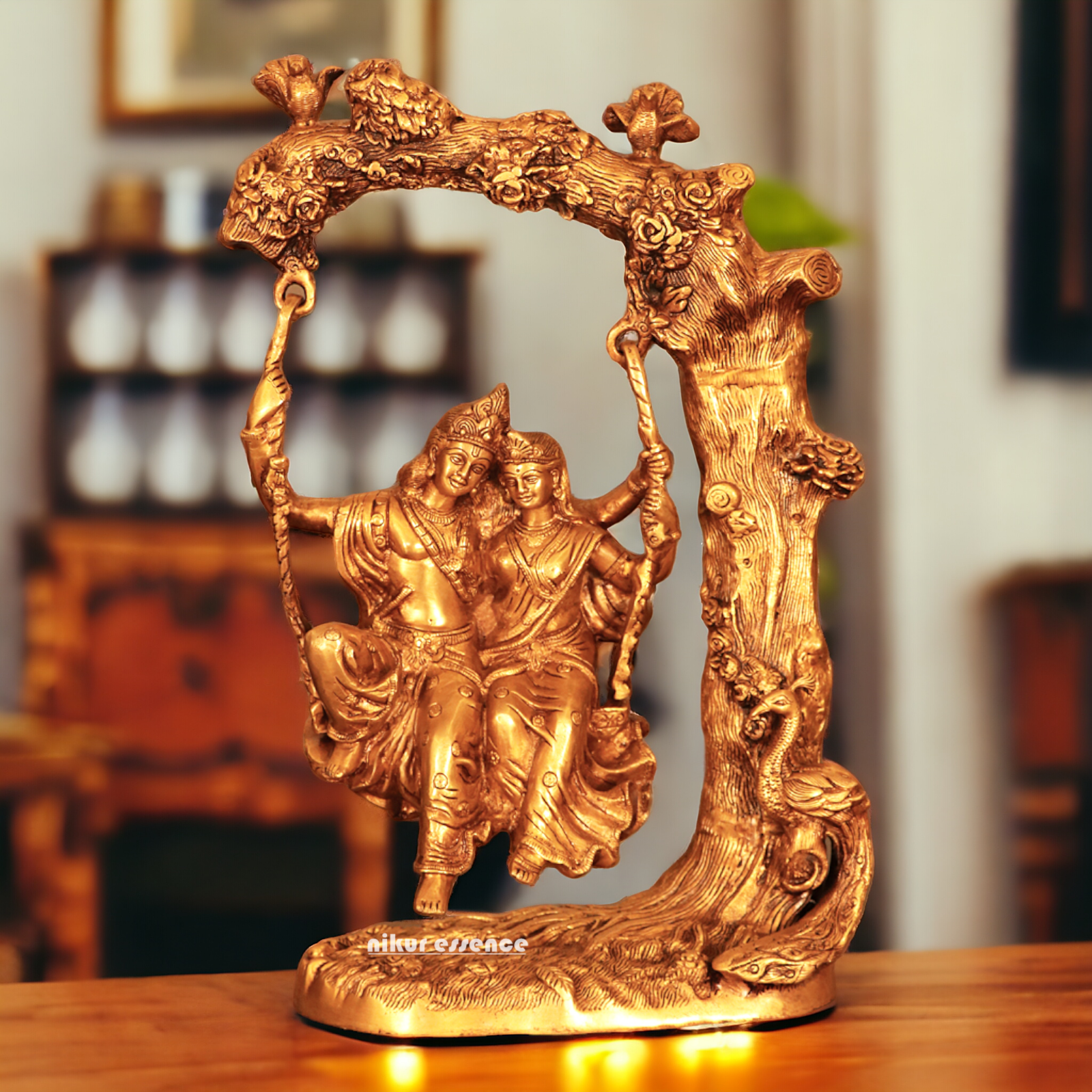 Solid Brass Radha Krishna swing jhula idol - 52 cm Idols Nikuressence