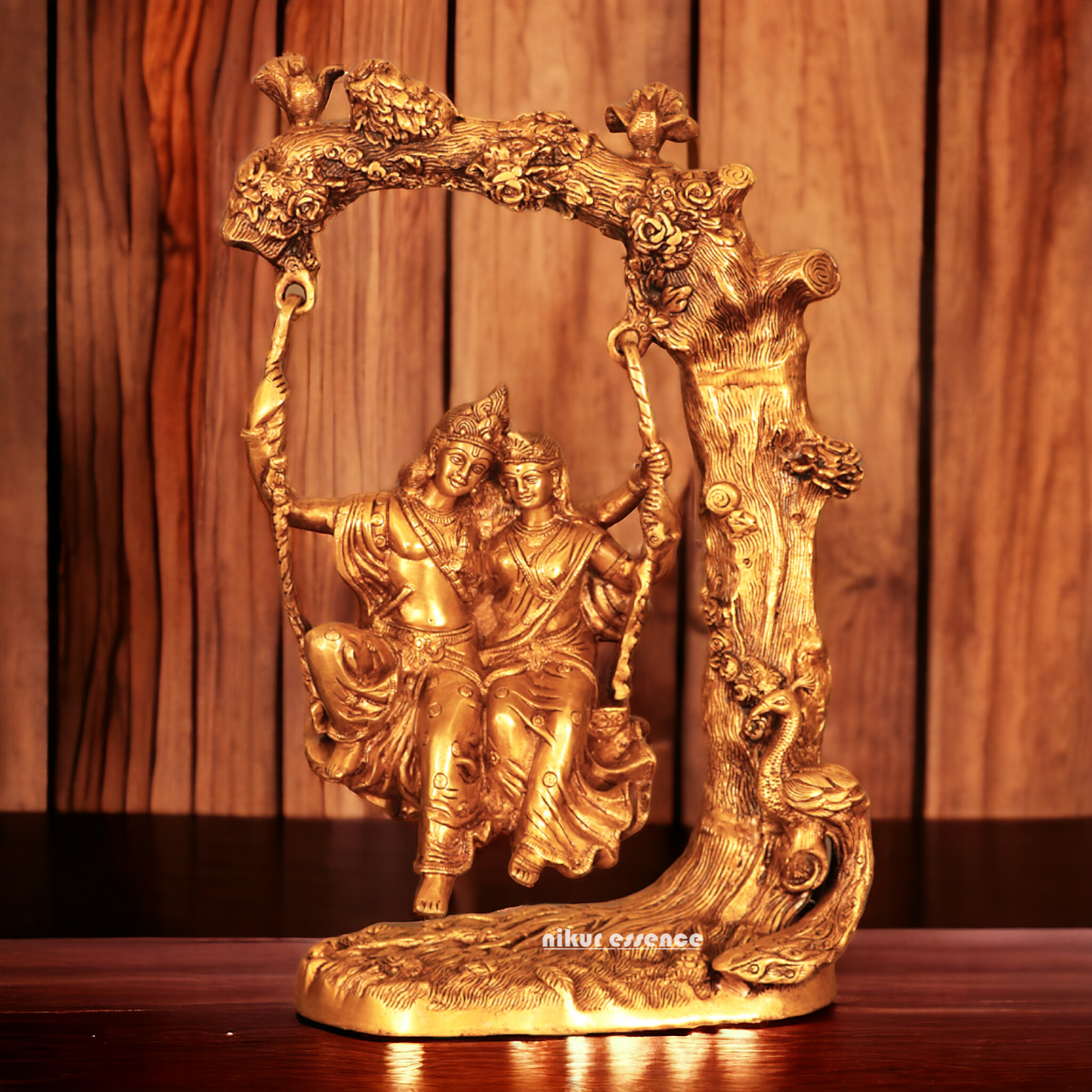 Solid Brass Radha Krishna swing jhula idol - 52 cm Idols Nikuressence