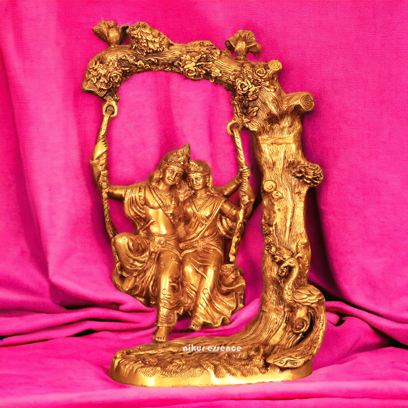 Solid Brass Radha Krishna swing jhula idol - 52 cm Idols Nikuressence