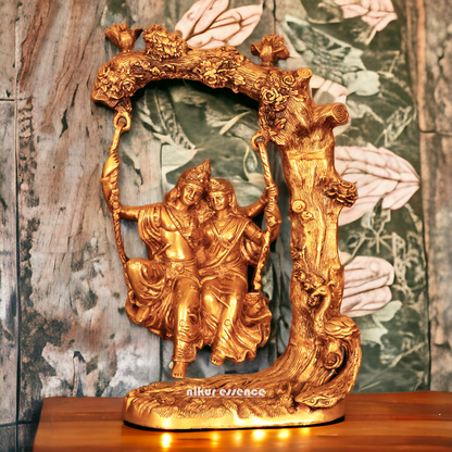 Solid Brass Radha Krishna swing jhula idol - 52 cm Idols Nikuressence