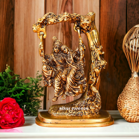 Pure Brass Radha Krishna swing Jhula Beautiful idol - 15 cm Idols Nikuressence