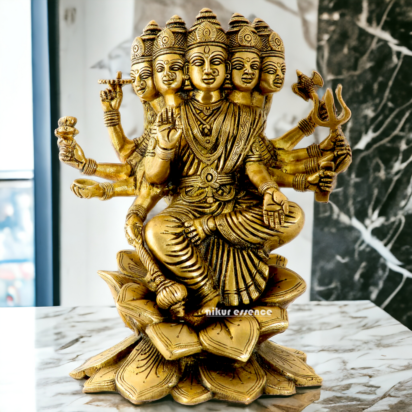 Goddess Gayatri Devi Maa Sitting on Lotus solid Brass Idol - 24 cm Idols Nikuressence