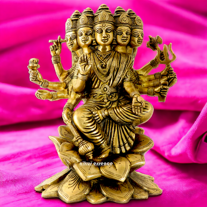 Goddess Gayatri Devi Maa Sitting on Lotus solid Brass Idol - 24 cm Idols Nikuressence