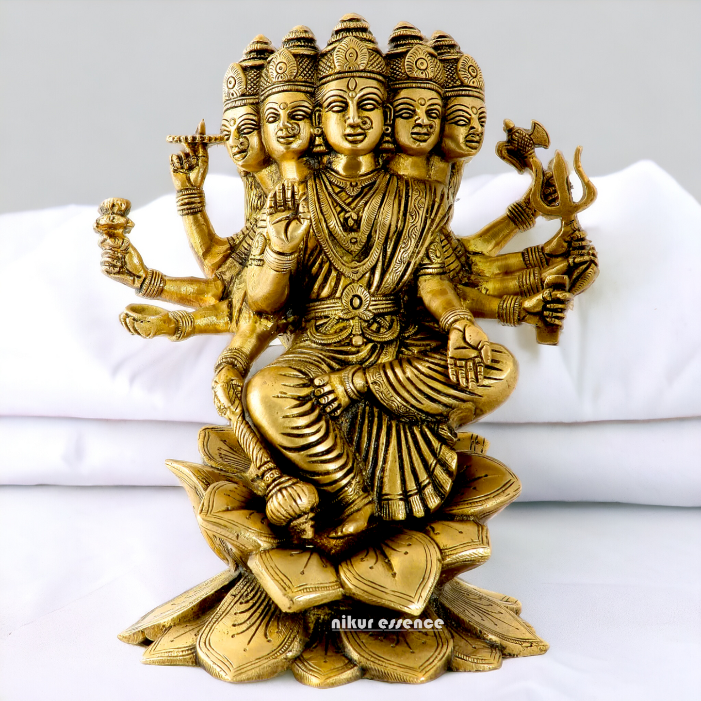 Goddess Gayatri Devi Maa Sitting on Lotus solid Brass Idol - 24 cm Idols Nikuressence