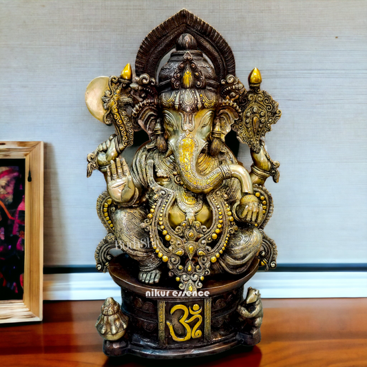 Goddess Ganesh Sitting Brass Idol - 22.5 inches