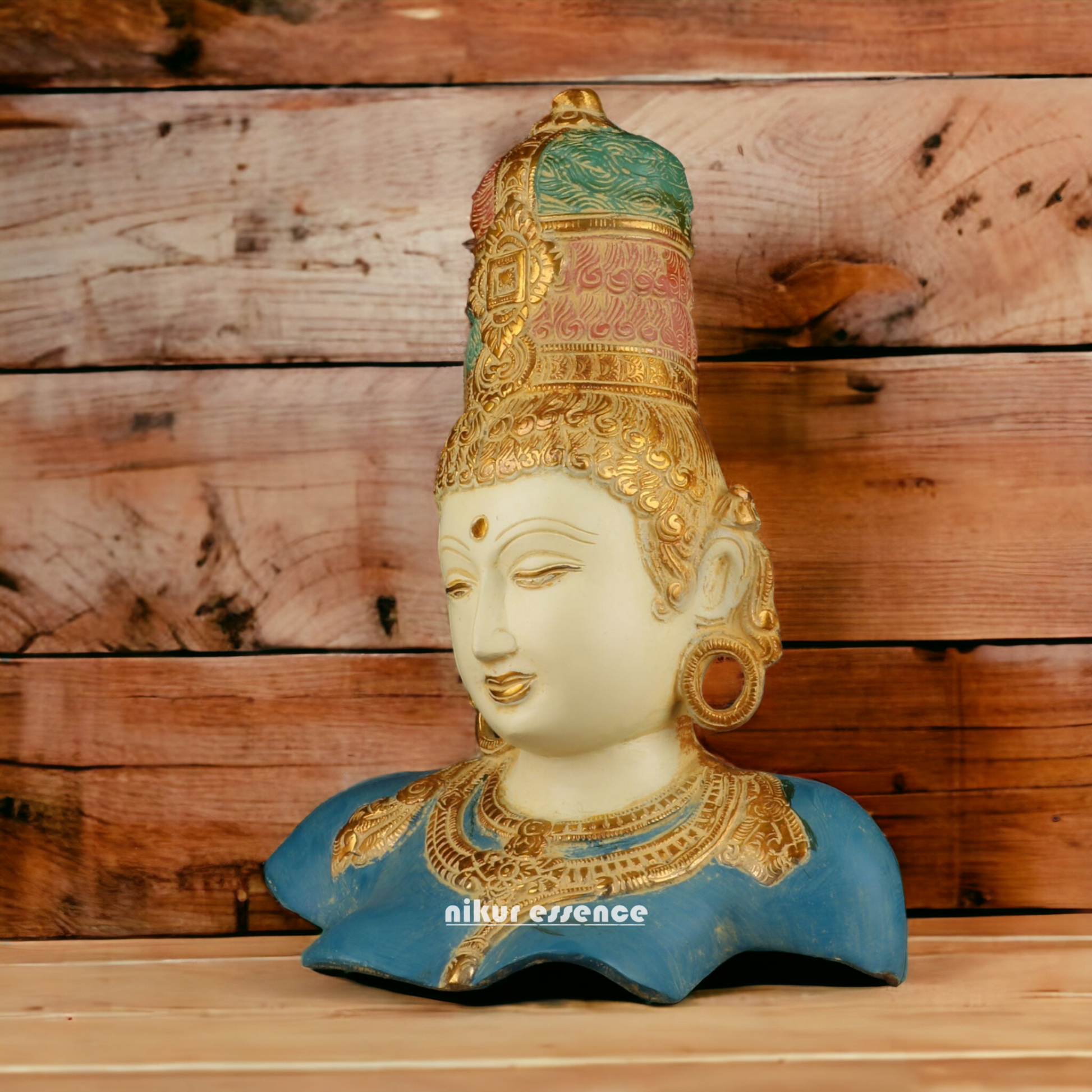 Shop Brass Parvati Maa Face Idol - 11.5 inches