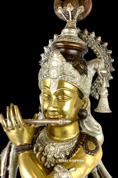 Buy Big Size Of Krishna Statue in brass with Intricately Designed | 35 inch Height nikuressence 10 avatars of krishna 3 feet krishna statue online brass planter pots budhshiv buy brass krishna in usa diwali gift for parents diwali pooja items how tall was krishna krishna ekadasi krishna statue online list of decorative items for diwali radha krishna statue big size utensils brass wedtree what is shukla paksha and krishna paksha