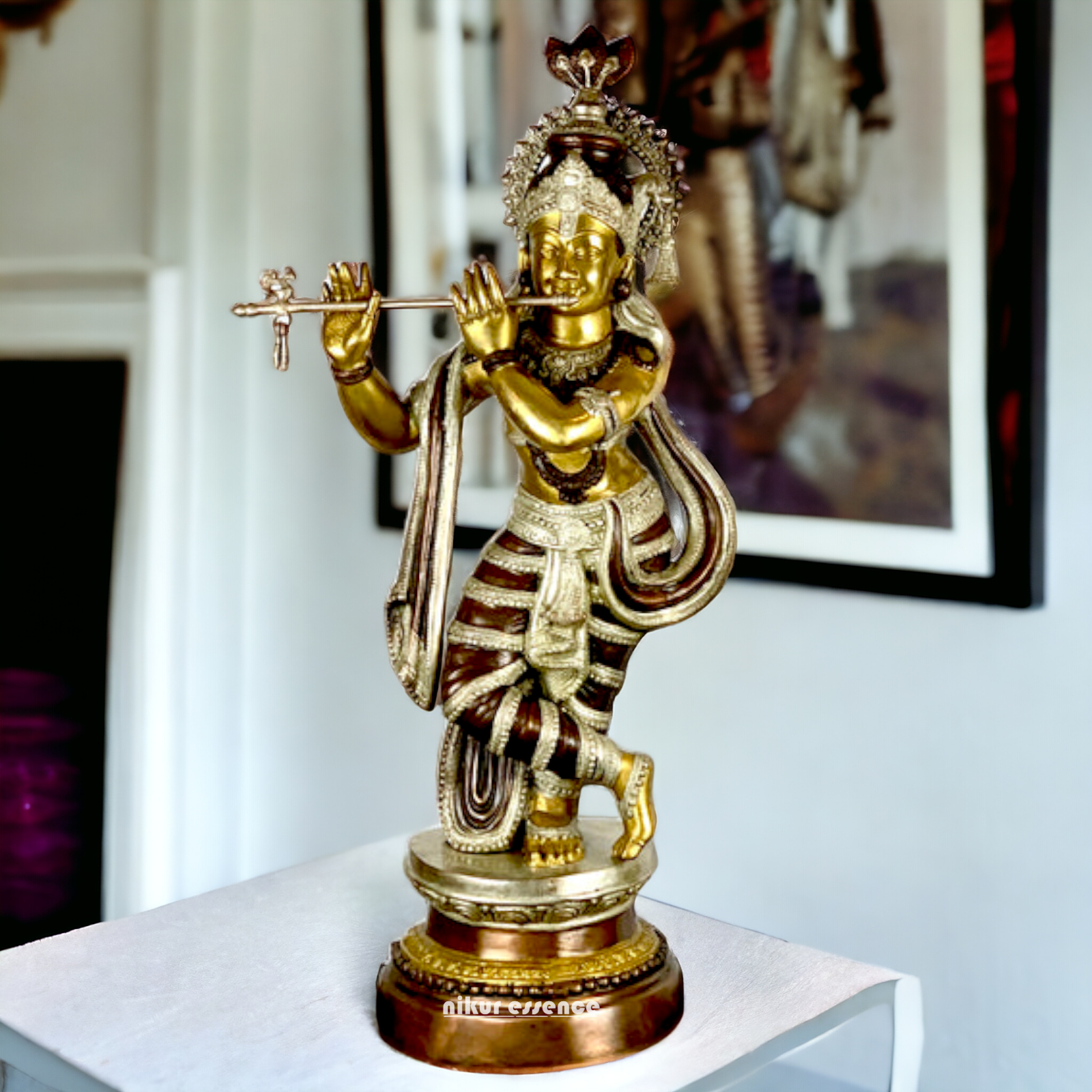 Buy Big Size Of Krishna Statue in brass with Intricately Designed | 35 inch Height nikuressence 10 avatars of krishna 3 feet krishna statue online brass planter pots budhshiv buy brass krishna in usa diwali gift for parents diwali pooja items how tall was krishna krishna ekadasi krishna statue online list of decorative items for diwali radha krishna statue big size utensils brass wedtree what is shukla paksha and krishna paksha