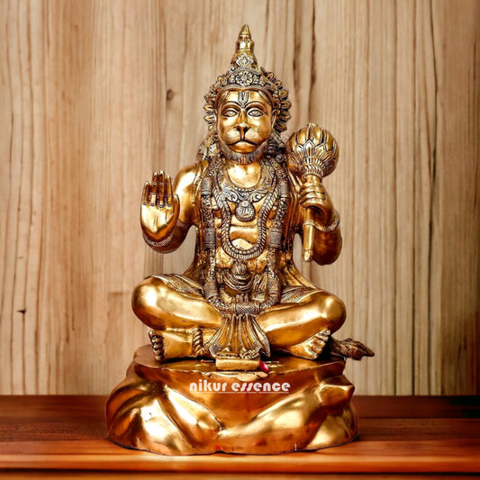 Buy Hanuman Sitting Blessing with Gada Brass idol - 19 inches