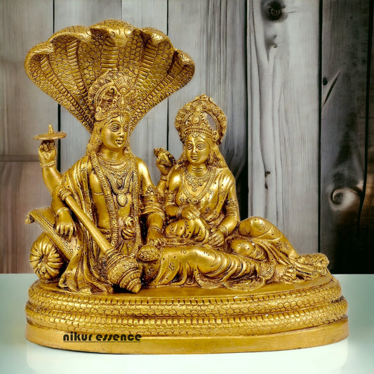 Shop Brass Vishnu Lakshmi Sitting on Sheshnag Idol - 10 inches