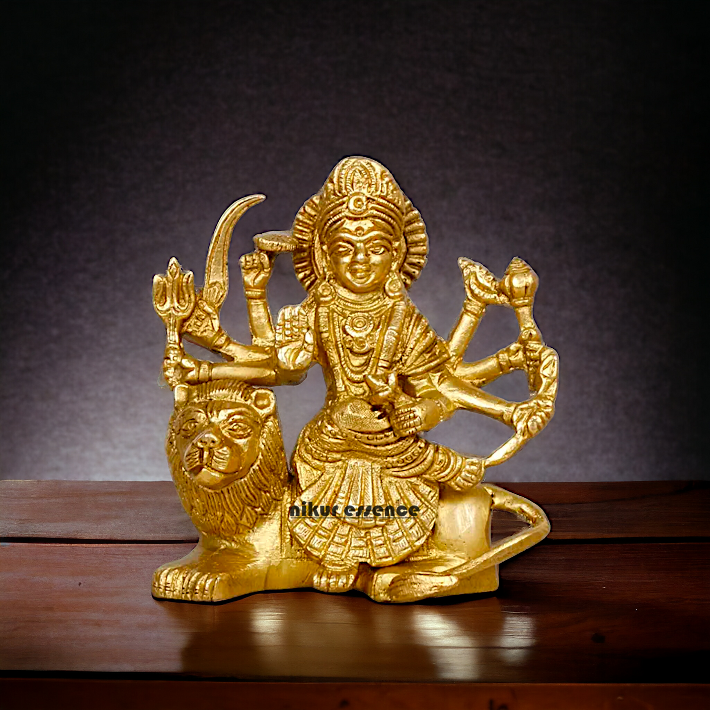 Buy Brass Durga Maa Sitting on Lion Idol - 4.25 inches