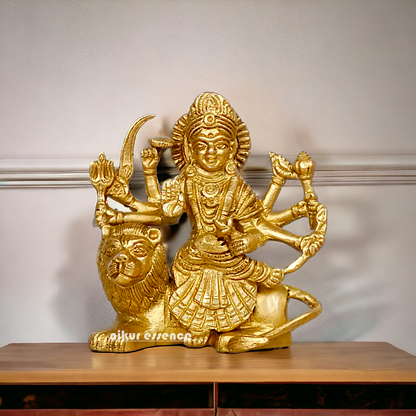 Buy Brass Durga Maa Sitting on Lion Idol - 4.25 inches