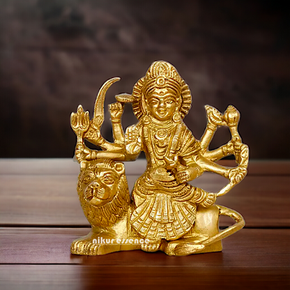 Buy Brass Durga Maa Sitting on Lion Idol - 4.25 inches