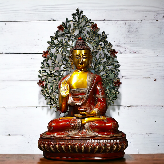 Shop Brass Buddha with Sitting Tree Idol - 20.079 inches Height