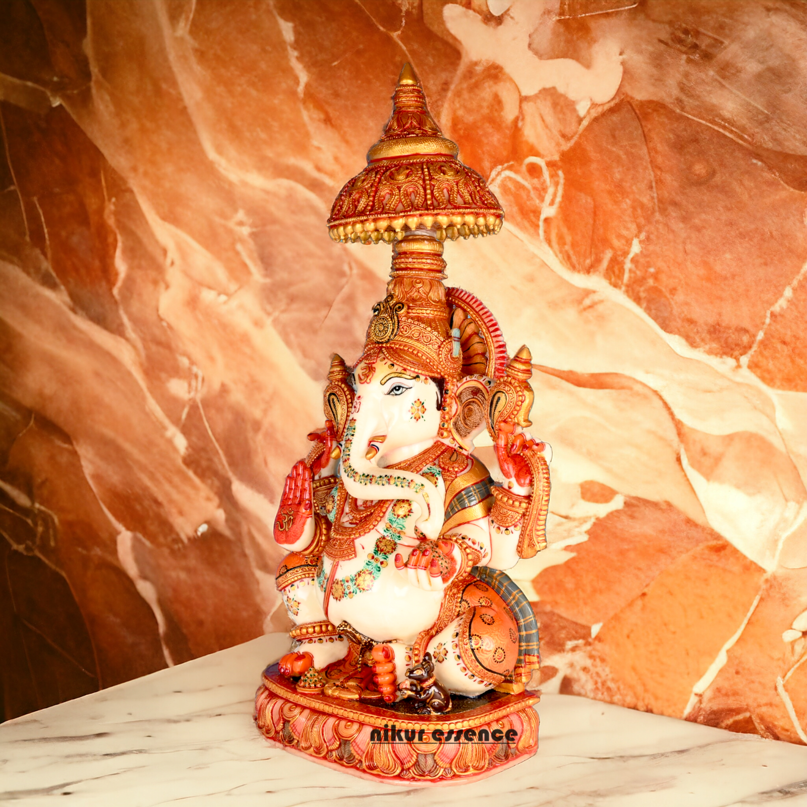 Shop Marble Ganesh Sitting Idol - 9 inches Nikuressence brass pooja items decor items for diwali Diwali Decorations Diwali energy diwali gift for relatives diwali gifting ideas for clients diwali gifts luxury Diwali pooja idol HinduPooja laxmi pooja image LuxuryPooja marble ganesh murti marble ganesh murti near me marble ganesh murti price Marble Ganesha murti Marble Ganesha Sculpture for Spiritual Growth marble ganesha statue pure white marble ganesh statue Spiritual Growth Marble Ganesha