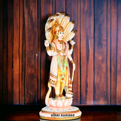 Buy Handcrafted Cultured Marble Lord Narayan Statue - Divine Hindu God Sculpture for Home Decor, Temple